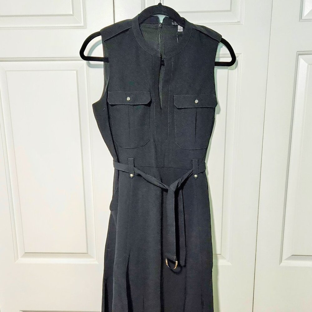 Ladies Sleeveless Black Midi Dress